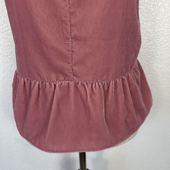 J Crew Velvet Top Women Size 2 Pink Peplum Cami Soft Feminine Dainty Fairy Boho - Picture 9 of 13